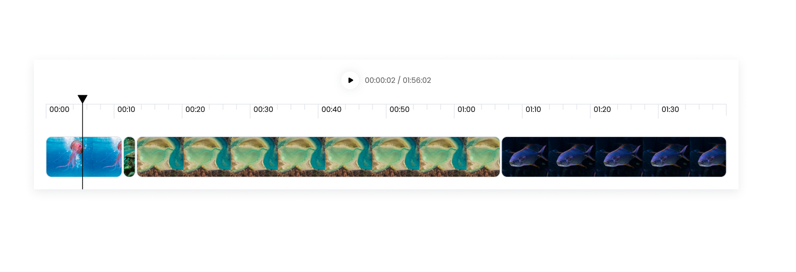 Video editor timeline with clips and an avatar track